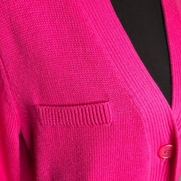 Pendleton bright pink cotton v neck button front cardigan size Large - Picture 7 of 16